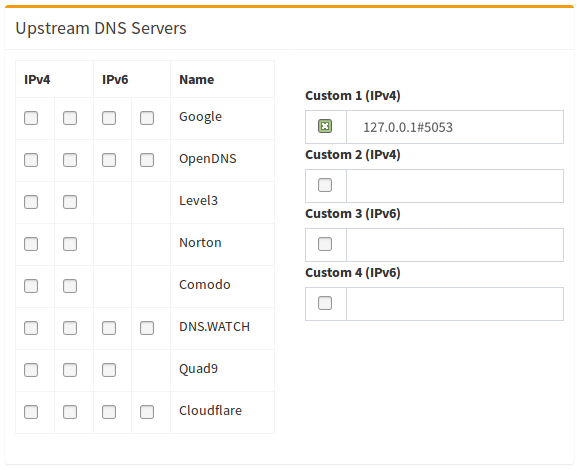 Настройки вышестоящего DNS-сервера